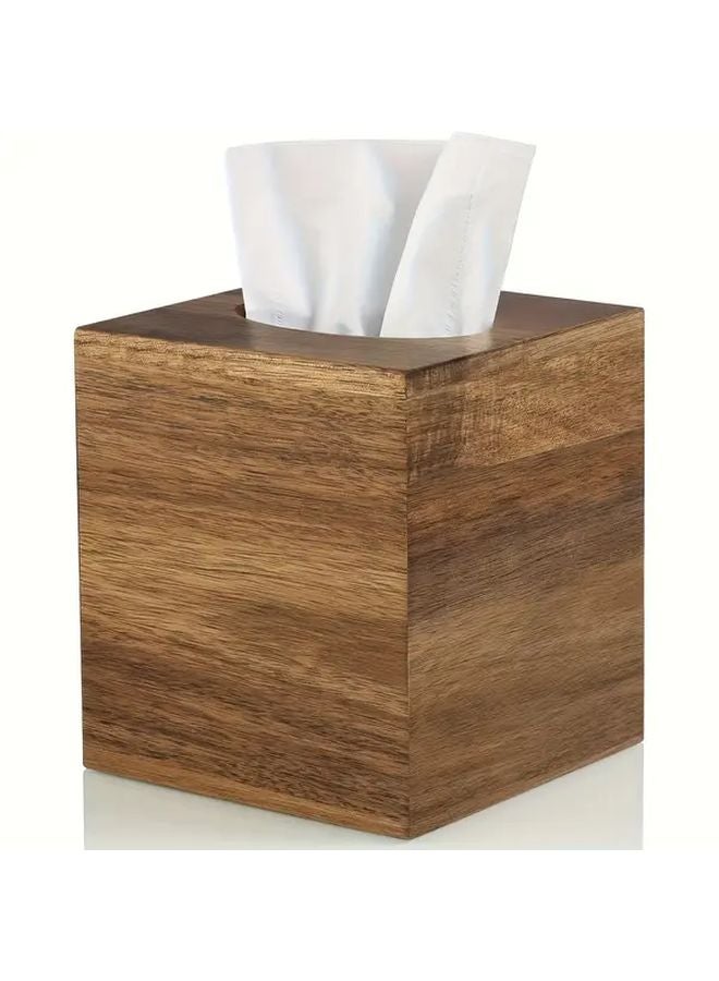 Acacia Wood Tissue Box Holder With Sliding Bottom Decorative 3D Set 14x14x16 - Image 1